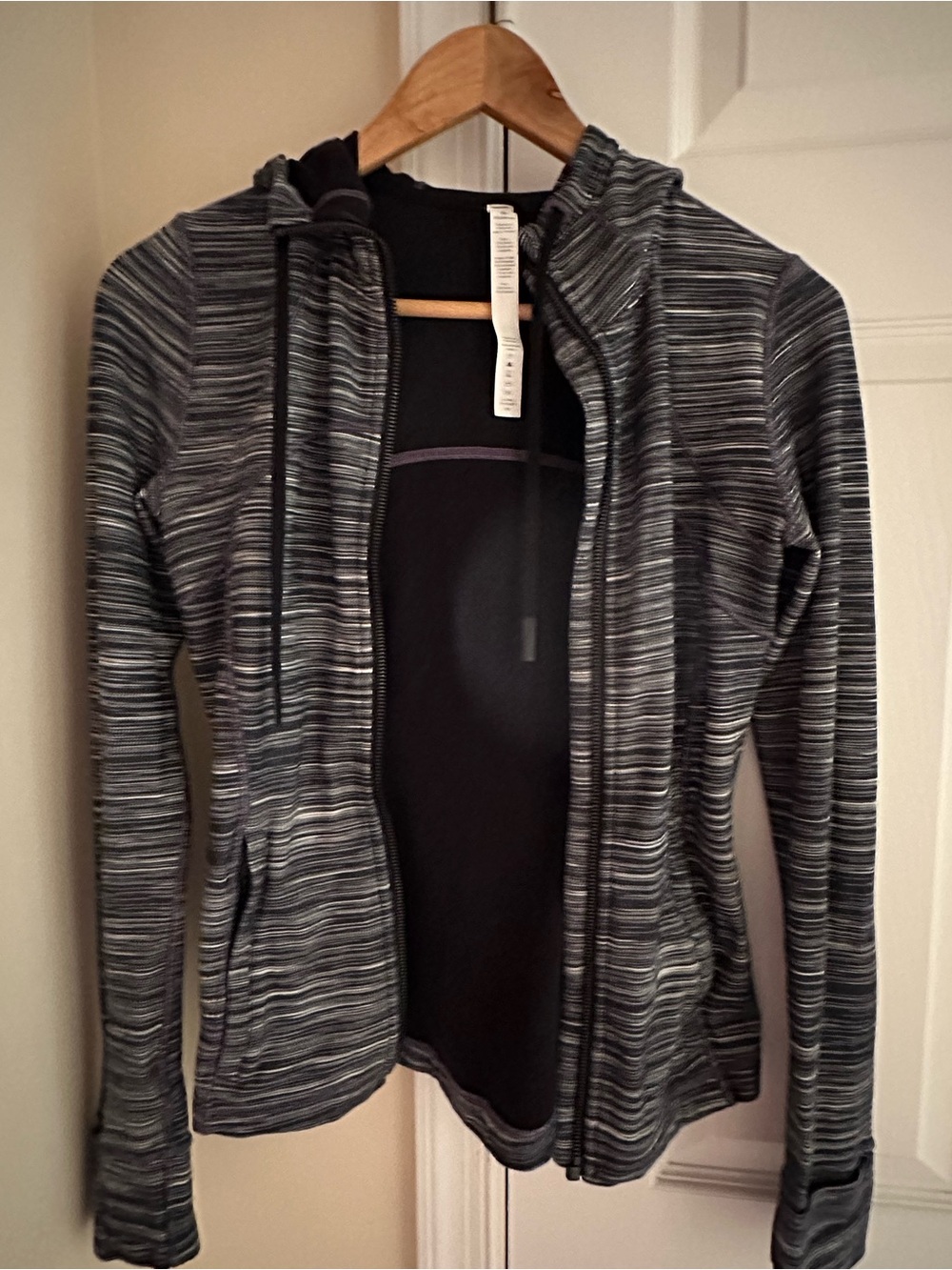 lululemon athletica Striped Gray Hooded Zip Jacket